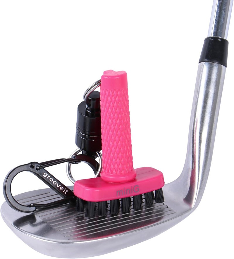 Grooveit Pink Mini Golf Brush The MiniG 'Dry Scrubber' Features A Detachable Magnet, Heavy-Duty Nylon Bristles, and 3-Yr Warranty - Used On All Professional Golf Tours - Golf Accessory of 2023 - Image 1